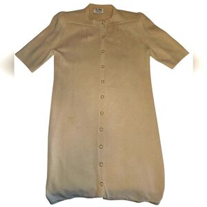 Vintage St. John Knit Midi Button Up Beige Dress Size 10
